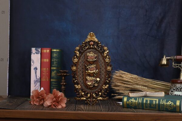 Religious Three Saints Heart Solid Wood Carved Wall Hanging Art - Beautiful Home Decor Piece