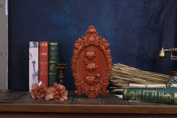 Religious Three Saints Heart Solid Wood Carved Wall Hanging Art - Beautiful Home Decor Piece - 图片 4