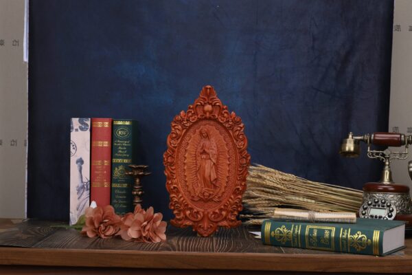 Blessed Our Lady plaque Wooden Carved Christian Virgin Mary Icon Wall Hanging Art Work from solid wood - 图片 6