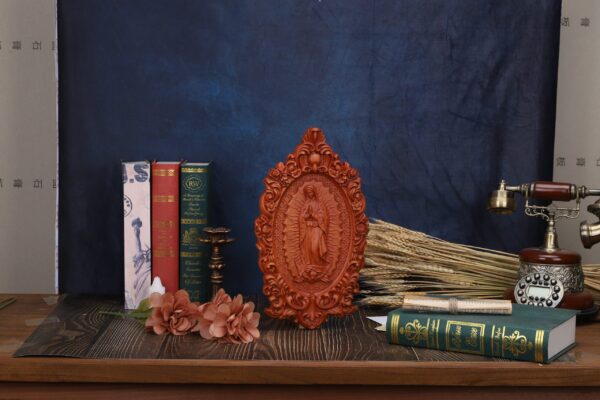 Blessed Our Lady plaque Wooden Carved Christian Virgin Mary Icon Wall Hanging Art Work from solid wood - 图片 5