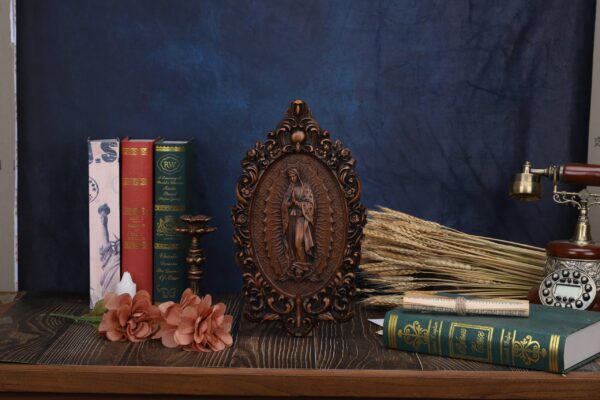 Blessed Our Lady plaque Wooden Carved Christian Virgin Mary Icon Wall Hanging Art Work from solid wood - 图片 4