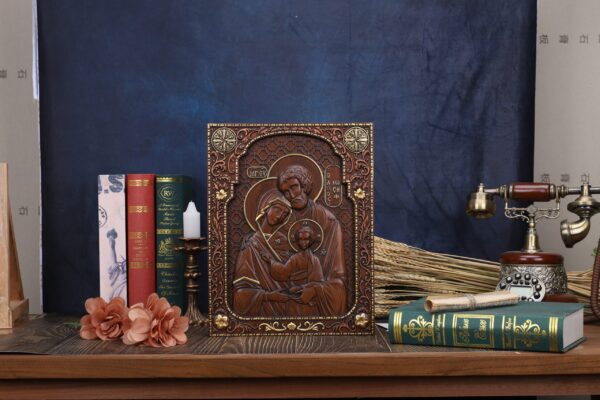 High-Quality Hand-Carved Cherry Wood Holy Family Wall Plaque - Vintage Religious Decor - 图片 6