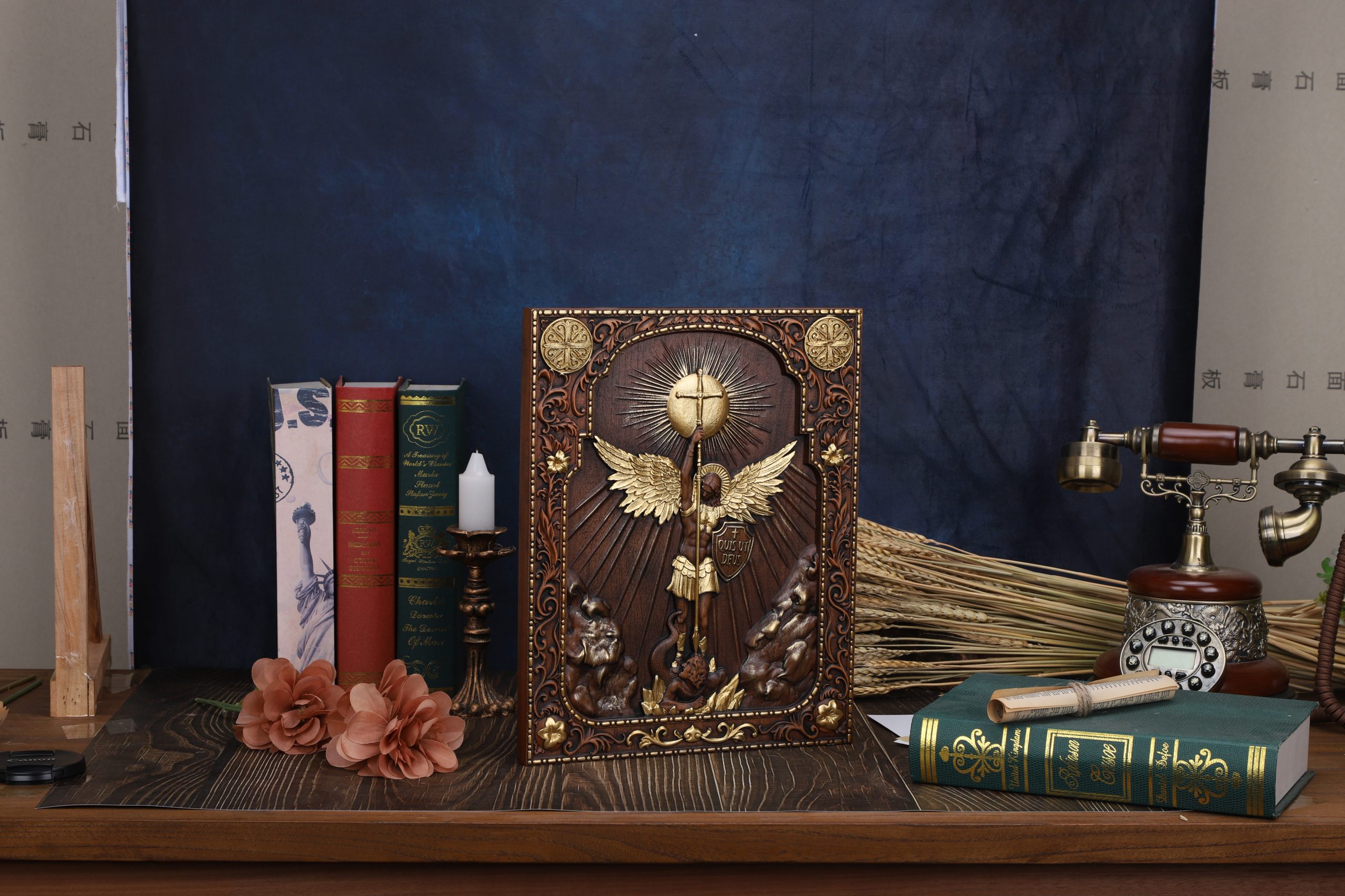 Archangel Michael Sculpture Wall Hanging Wooden Carved Home Decor Plaque Personalized Crafts Christian Gift Idea - 图片 3