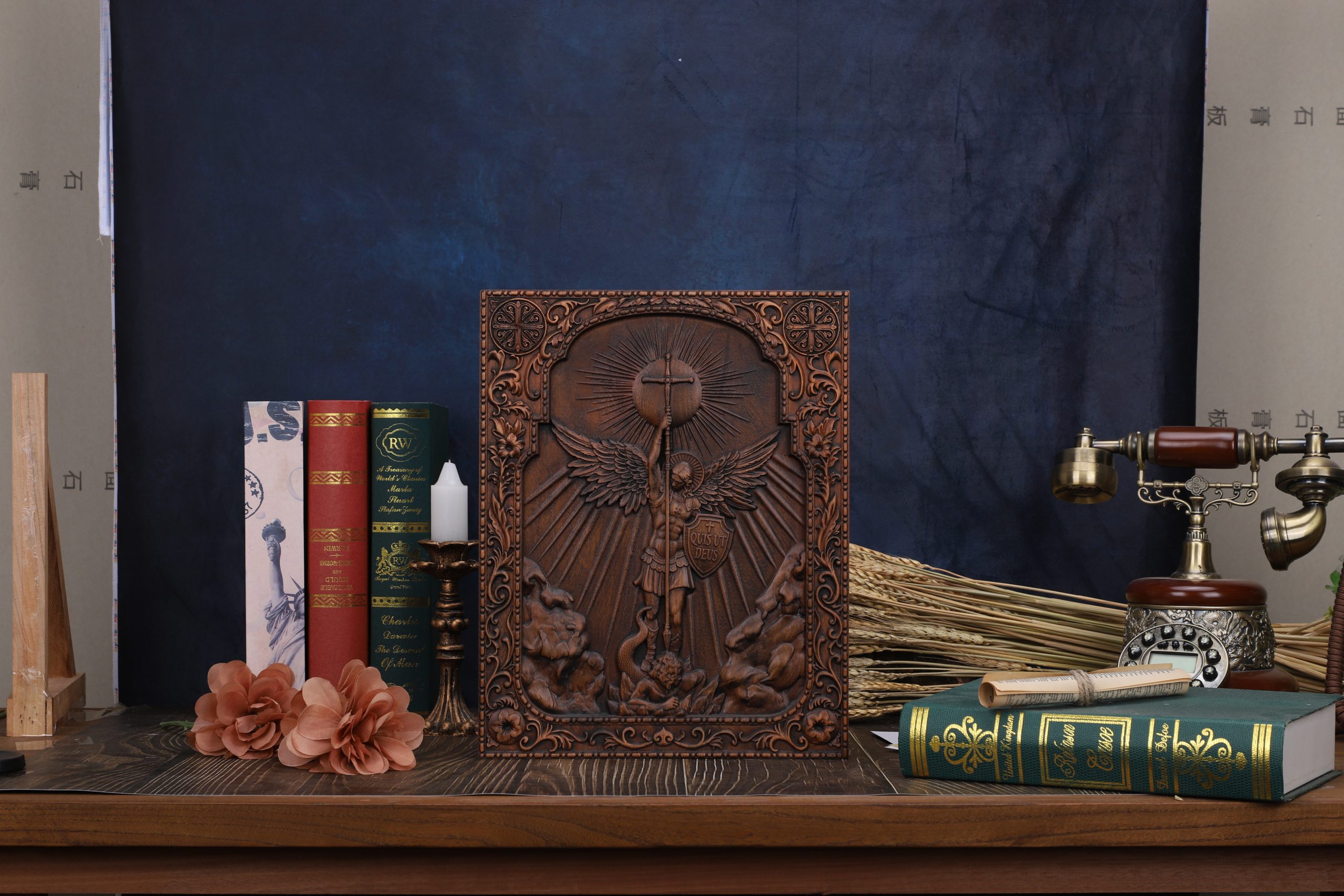 Archangel Michael Sculpture Wall Hanging Wooden Carved Home Decor Plaque Personalized Crafts Christian Gift Idea - 图片 7