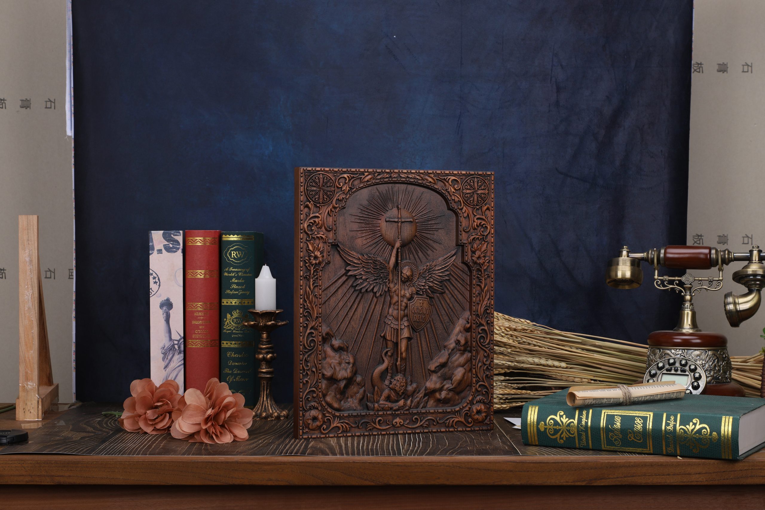 Archangel Michael Sculpture Wall Hanging Wooden Carved Home Decor Plaque Personalized Crafts Christian Gift Idea - 图片 6
