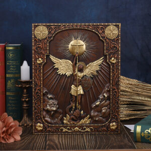Archangel Michael Sculpture Wall Hanging Wooden Carved Home Decor Plaque Personalized Crafts Christian Gift Idea